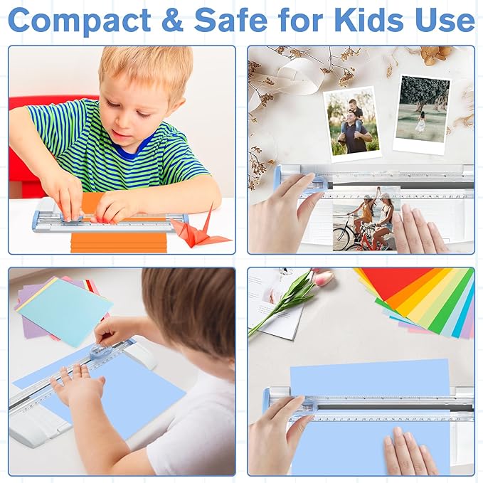 Meafeng 3-in-1 Paper Trimmer with Straight, Scoring & Perforating Blades, 9" A5 Cutter for Crafting, Scrapbooking, Cardstock, Labels & Home Office Use – Compact & Portable (Blue)