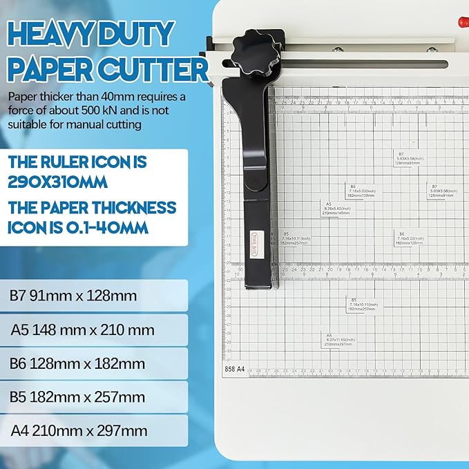 12 Inch A4 Heavy Duty Guillotine Paper Cutter 400 Sheet Capacity Guillotine Paper Cutter Stack Cards Trimmer Solid Steel with Metal Base for Cardstock Leather Office Home School (Beige)