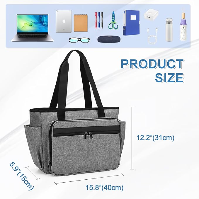 Trunab Teacher Tote Bag for Women, Nurse Utility Tote with Expanding File Folder Pocket, Office Laptop Briefcase for Work