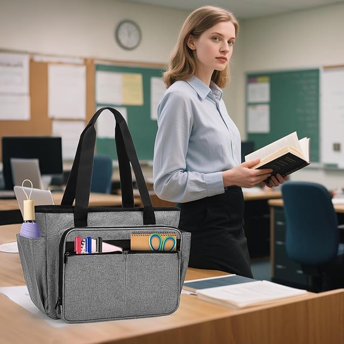 Trunab Teacher Tote Bag for Women, Nurse Utility Tote with Expanding File Folder Pocket, Office Laptop Briefcase for Work
