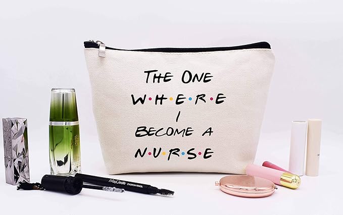 LIBIHUA Makeup Bag Cosmetic Bag Birthday Graduation Christmas Gift Registered Nursing Graduation Present Soon to Be Nurse Graduation Present for Medical Student the One Where I Become A Nurse