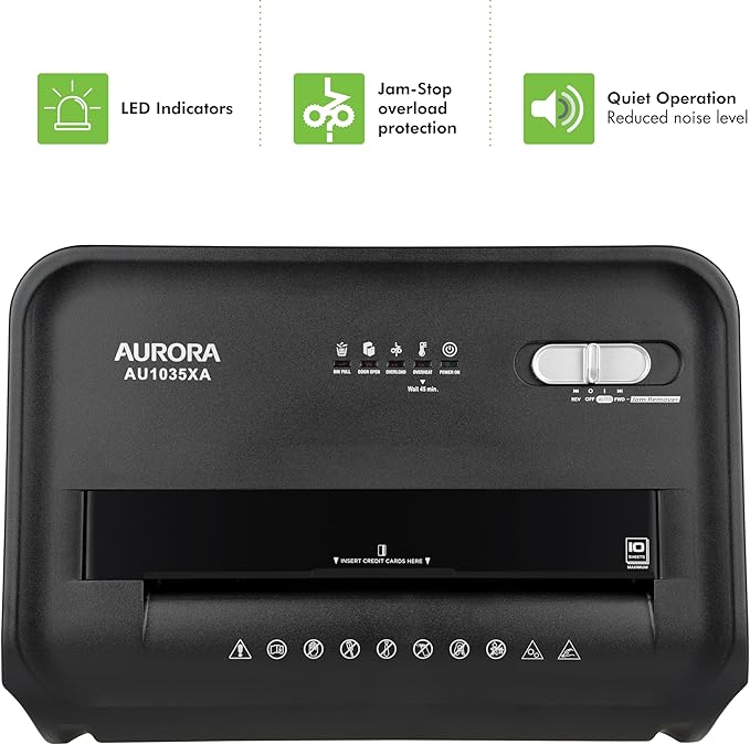 Aurora AU1035XA 10-Sheet Crosscut Paper/Credit Card Shredder with 4-Gallon Pullout Wastebasket