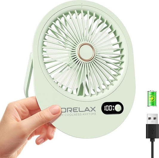 Jancane USB Desk Fan,3 IN 1 Rechargeable Small Portable Fan,180° Folding 6 Speeds Strong Wind Mini Personal Desktop Fan, Table Fans for Office/Bedroom, Gifts for Women/Men/girls (Green)