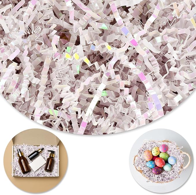 Shredded Paper For Gift Baskets, Crinkle Paper Filler, 1/2LB (8 oz) Crinkle Cut Papers Shred, Bridesmaid Engagement Gift Boxes Bags Filler, Tissue Gifts Basket Fillers, Packing Grass Confetti