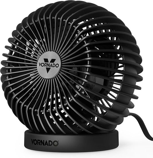 Vornado SPHERE Personal Adjustable Fan, Quiet Operation, Targeted Cooling Airflow, 2 Speed Settings, Manual Control, Detachable Base, Fan for Desktop, Nightstand, and Office, Black