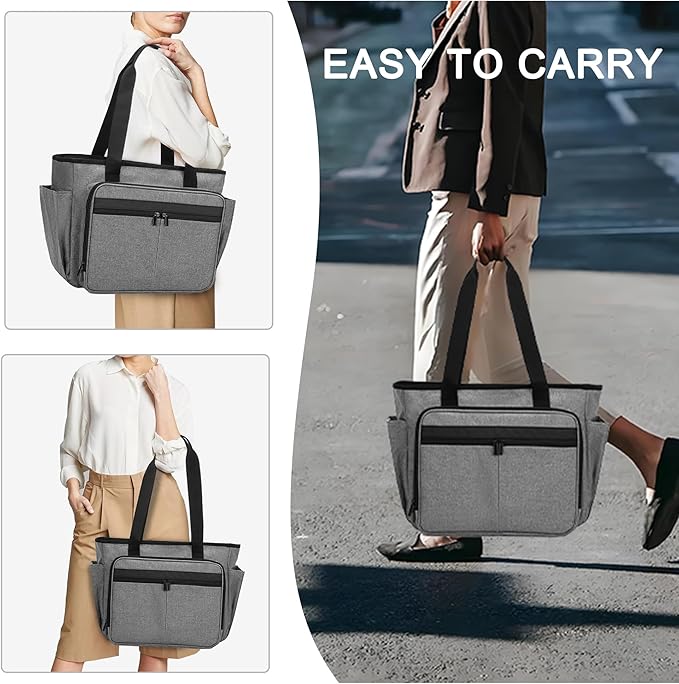 Trunab Teacher Tote Bag for Women, Nurse Utility Tote with Expanding File Folder Pocket, Office Laptop Briefcase for Work