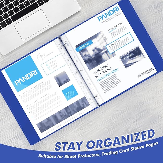 3 Ring Binder 1.5 Inch, PANDRI 6 Pack 1.5-Inch Binder Fits Letter Size 8.5'' x 11'' Paper, Versatile Binders for Office Home School, 2 Pockets, Assorted 6 Color