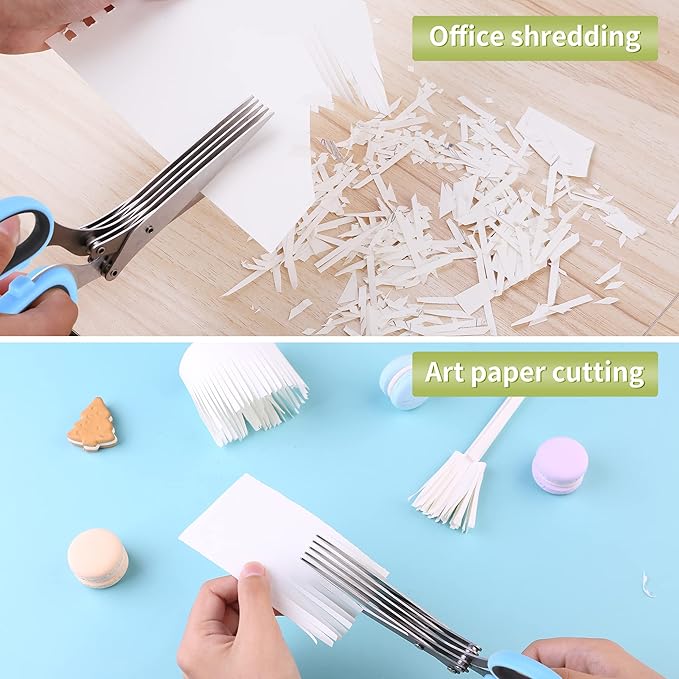 Herb Scissors with 5 Blades & Cleaning Kit, Stainless Steel Kitchen Shears for Herbs, Lettuce, Cilantro, Dishwasher Safe, Soft-Grip Handle