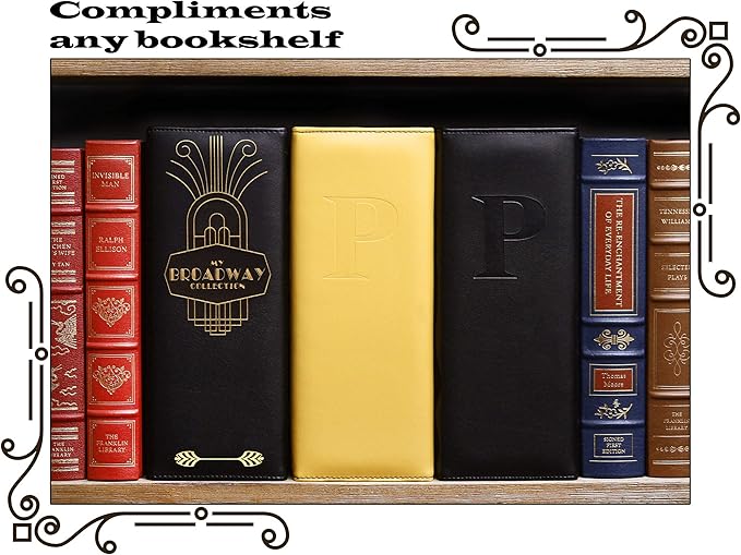 2Fold Binder for Holding Broadway Play Program and Theater Programs with 30 Custom Sheet Protectors - PU Leather - Fits Programs from Mid 1980s to Modern (Black EmbossedP)