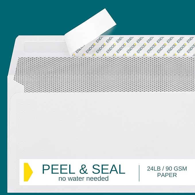 #10 Envelopes Self Seal, 100 Count, Security Tinted, 4 1/8 x 9 1/2 Inch, Business Envelopes Letter Size, 24 LB Paper - Bright White Color - Legal Size