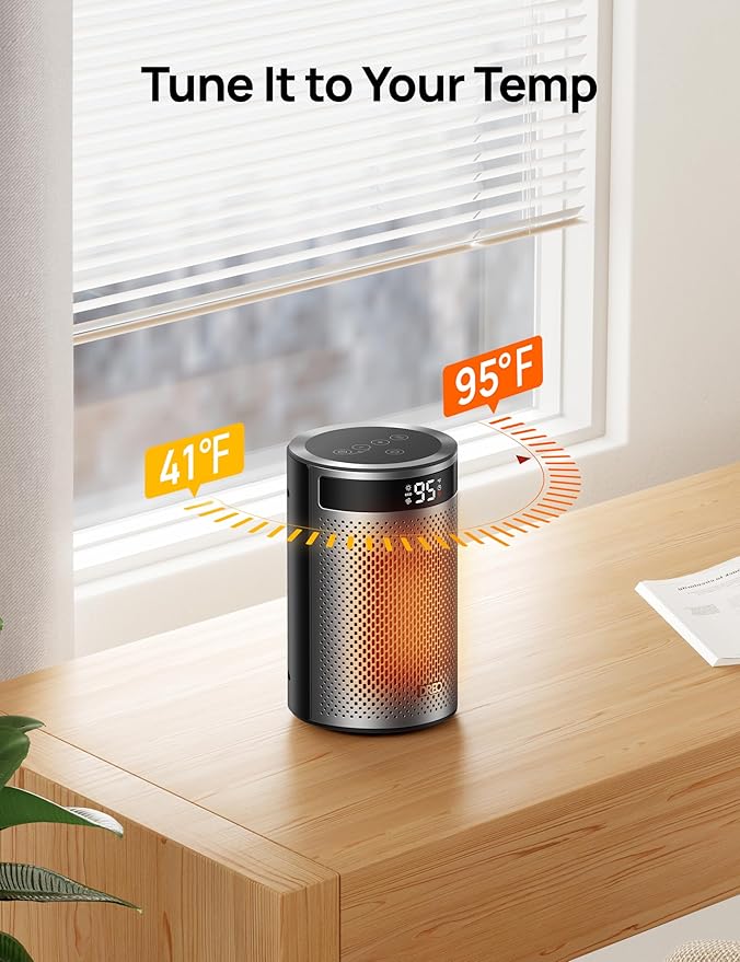 DREO Space Heaters for Indoor Use, Portable Heater with Thermostat, 1-12H Timer, Remote, Eco Mode, 1500W PTC Ceramic Fast Safety Heater for Office Bedroom