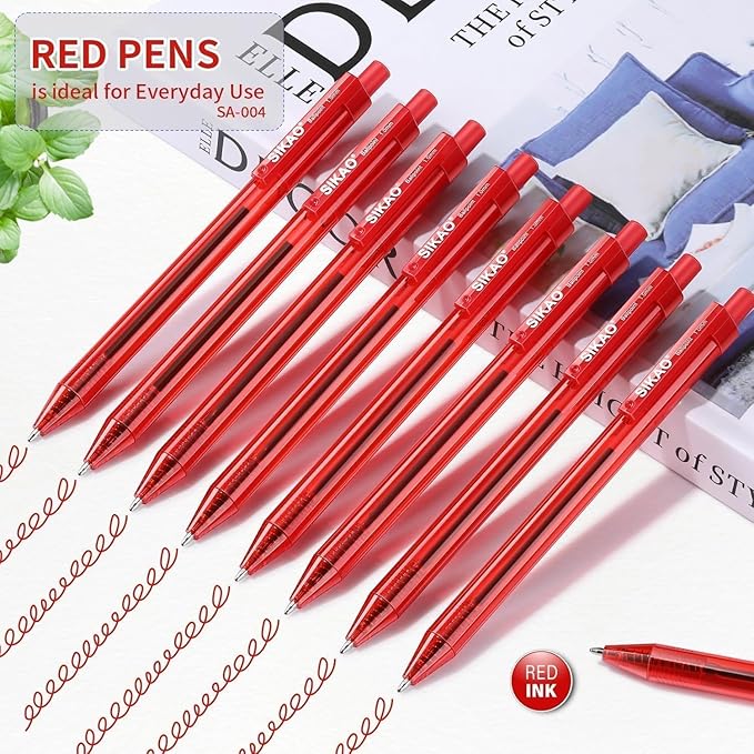 Red Pens | 16 Pack Retractable Ballpoint Pens Multipack | Red Ink Medium Point 1.0mm | Smooth Writing Ball Point Pens | School Office Supplies(Red Ink)