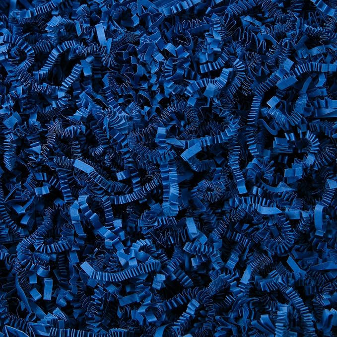 Mefleet 2 LB Crinkle Cut Paper Shred Filler Dark Blue Crinkle Shredded Paper for Gift Box - Gift Basket Bag Filler - Grass Cushion Stuffing for Father's day, Birthday Packaging Wrapping