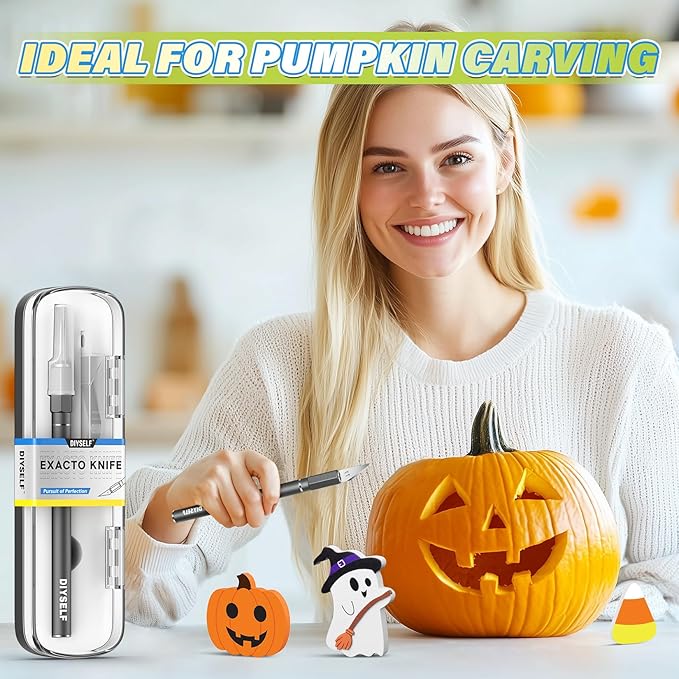 DIYSELF Exacto Knife 12 Pcs Exacto Knife Set with Case Craft Hobby Precision Knife with 11 Blades for Crafting Scrapbooking Rubber Stamps, Christmas Gifts Stocking Stuffers for Women Adults Her Men