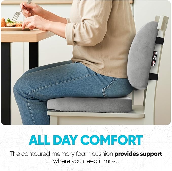 FORTEM Seat Cushion, Office Chair Cushion, Lumbar Support Pillow for Office Chair, Memory Foam Sciatica Coccyx Tailbone Pressure Pain Relief, Car Sitting Pad, Washable Non Slip, XL