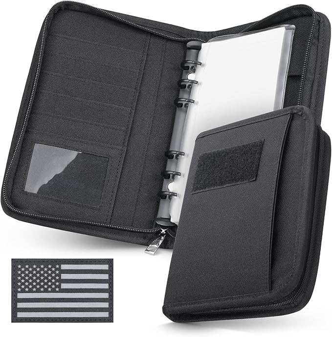 WYNEX Tactical Notebook Padfolio Ring Binder - Refillable 6-Ring A6 Binder, Zip Hardcover Notebook with 45 Pages, Water-Resistant Notebook Cover for Planners, College, Office, Field, Gift