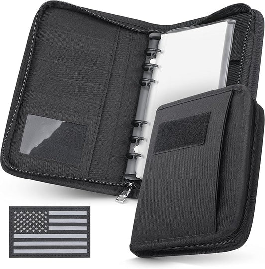 WYNEX Tactical Notebook Padfolio Ring Binder - Refillable 6-Ring A6 Binder, Zip Hardcover Notebook with 45 Pages, Water-Resistant Notebook Cover for Planners, College, Office, Field, Gift