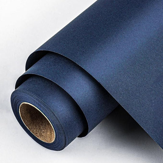 Yarcony Navy Blue Kraft Paper Roll - 17Inch x 33 Feet - Navy Christmas Wrapping Paper, Solid Color Matte Blue Thick Craft Paper for Birthday, Bulletin Board, Kids Wall Art, Table Runner, Butcher