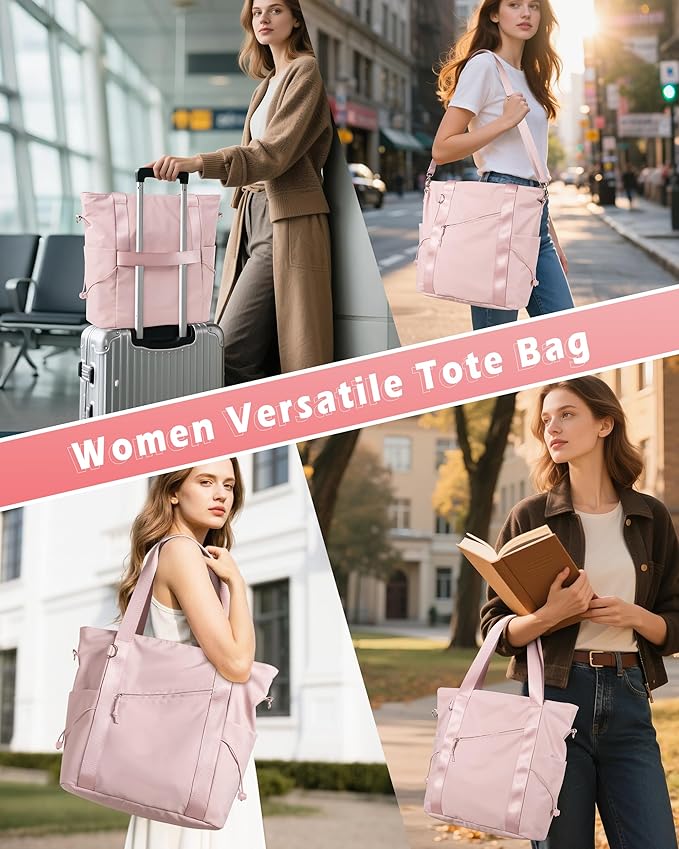 Work Tote with Crossbody Strap for Women, Tote Bag with Laptop Sleeve and Water Bottle Pocket for Work and School