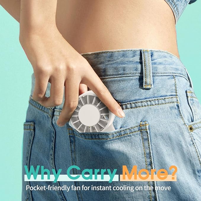 Mini Portable Fan, USB Personal Handheld Fan with 3-Speed Cooling Wind Rechargeable Battery Operated Mini Pocket Design for Desktop/Travel/Outdoor/Vacation/Concerts/Lash Makeup-Grey