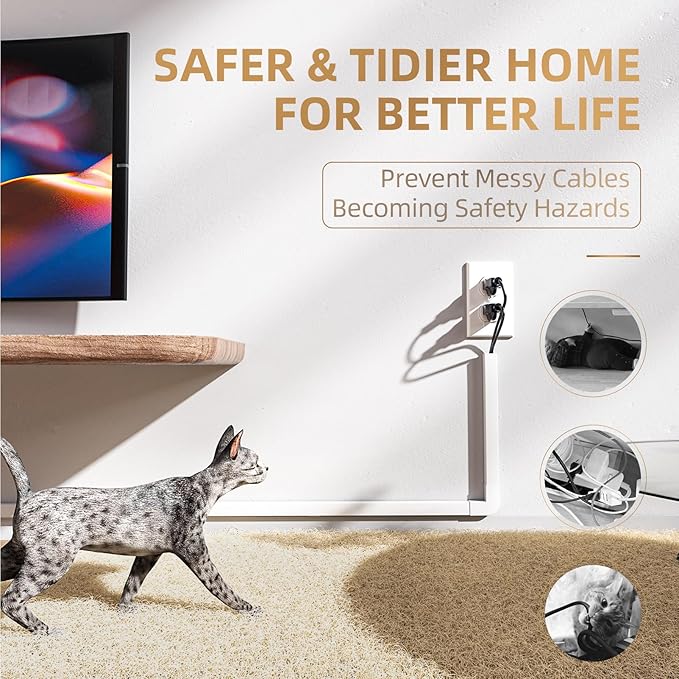 Delamu Cord Hider, 85in Cord Covers for 2-3 Wires on Wall, Self-Adhesive Cable Hider, Paintable Wire Hiders Wire Covers for TV Cords on Wall, Easy Mount Cable Cover Raceway Kit, W0.95 H0.55in, White