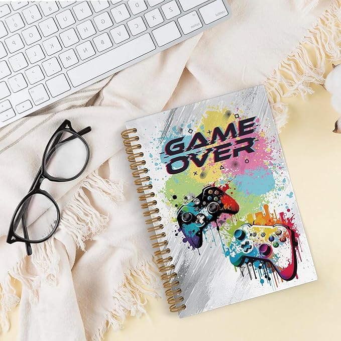 Gamer over Spiral Notebook, Kids Gaming Notebook Journal, Gaming Gifts for Gamers Boys, Game Notebooks for School Work, Kids Gaming Office Supplies Gifts for Boys Men Colleagues, 5.5x8.3 Inch