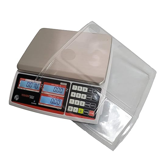 VisionTechShop TVP-60B Price Computing Scale, Lb/Oz/Kg Switchable, 60lb Capacity, 0.01lb Readability, NTEP Legal for Trade, NSF Certified LP-50 Thermal Label Printer, 1 Case of Labels LST8060