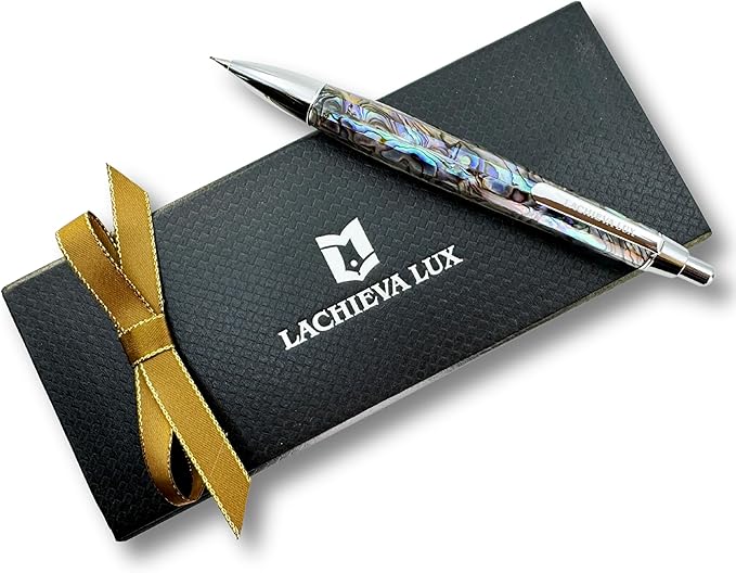 LACHIEVA LUX Abalone Shell Mechanical Pencil 0.7mm, Luxury Metal Pencil for Drawing and Sketching, Includes 12 Lead Refills