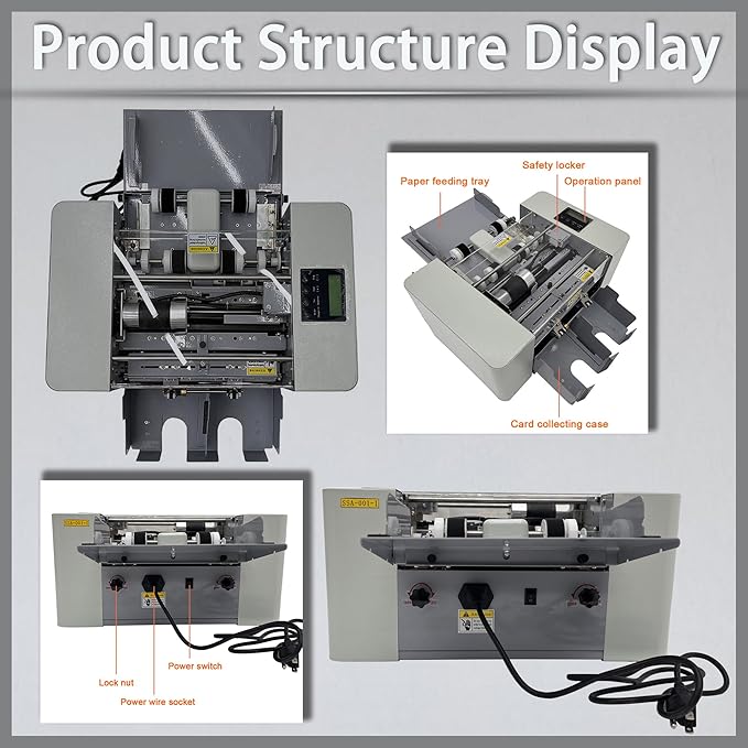 A4 Automatic Business Card Cutter Machine, 110V Electric Card Slitter with Auto Paper Feed, 30 Cards/Min, for 180-350GSM Thick Paper, with Waste Box, Ideal for Printing Shops Office School