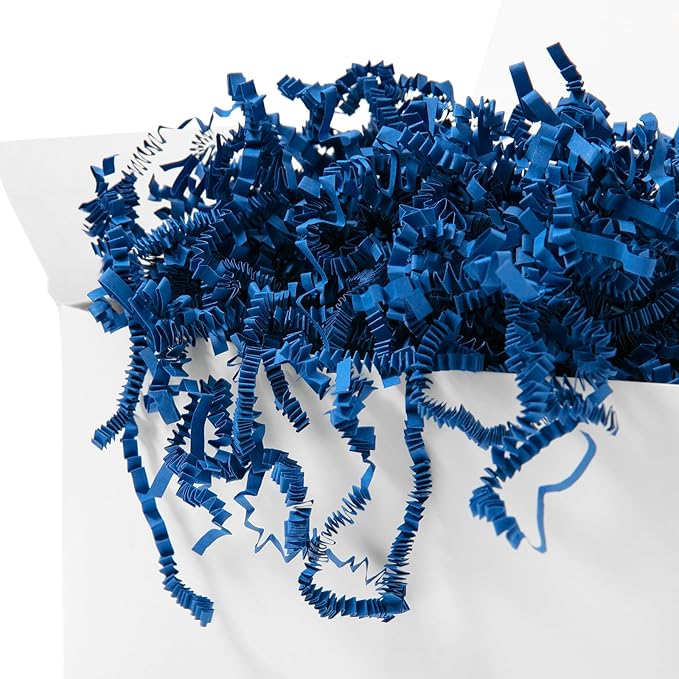 Mefleet 2 LB Crinkle Cut Paper Shred Filler Dark Blue Crinkle Shredded Paper for Gift Box - Gift Basket Bag Filler - Grass Cushion Stuffing for Father's day, Birthday Packaging Wrapping