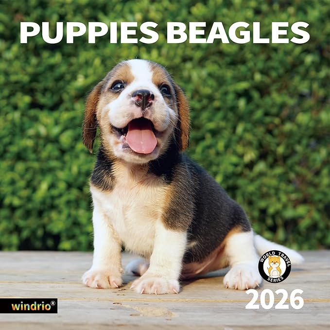 2026 Wall Calendar,Calendar 2026, November 2025 - December 2026, Wall Calendar Puppies Beagles, 12" x 24" Opened,Full Page Months Thick & Sturdy Paper for Gift Perfect Calendar Organizing & Planning