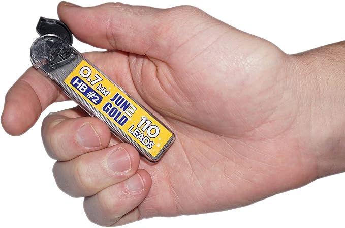 June Gold 1320 Pieces, 0.7 mm HB #2 Lead Refills, 12 Dispensers, 110 Pieces Per Dispenser, Medium Thickness, Break Resistant Lead/Graphite