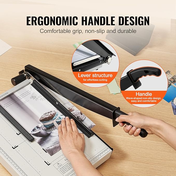 VEVOR Paper Cutter, Guillotine Trimmer, 15" Cut Length, 16 Sheets Capacity, Heavy Duty Guillotine Paper Cutter with Guard Rail/Blade Lock for Cardstock/Cardboard, Paper Trimmer for Home Office School