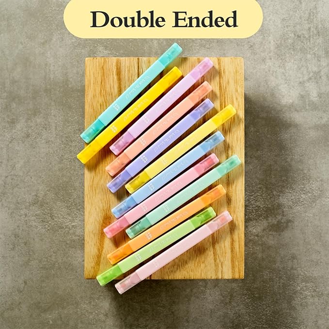 12Pcs Aesthetic Bible Pastel Highlighters and Pens no bleed Assorted Colors Cute Highlighters Double Ended Highlighter for and Office Journal