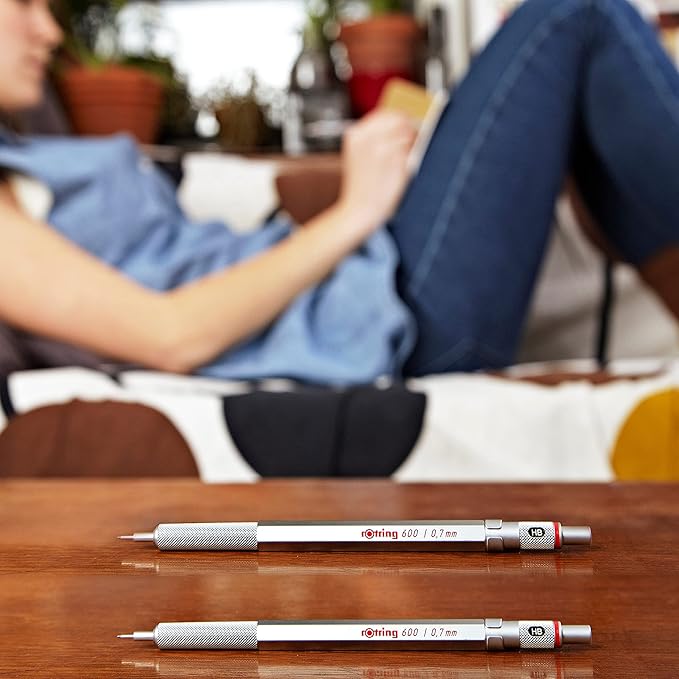 Rotring 600 Mechanical Pencil | HB 0.5 mm | Red All-Metal Body | Hexagonal Barrel
