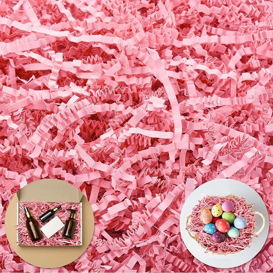 Darfukei Shredded Paper For Gift Baskets, 1/2LB (8 oz) Crinkle Paper Filler, Pink Mother's Gifts Day Baskets Grass, Crinkle Cut Papers Shred For Birthdays, Weddings,Boxes Bags, Basket Filler ,Anniversaries,Gift Wrapping