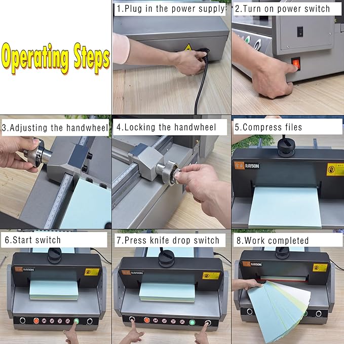 A4 13″ Desktop Electric Paper Cutter with Infrared Photo Electric Protection Paper Stack Guillotine Trimmer for Office, School 110V 120W