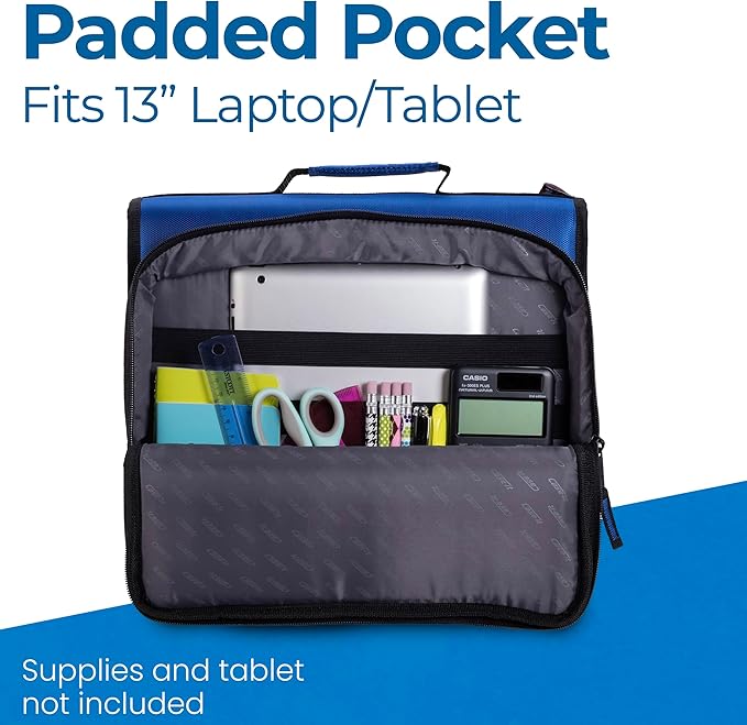 Case-it The Universal Zipper Binder - 2 Inch O-Rings - Padded Pocket Holds up to 13 Inch Laptop/Tablet - Multiple Pockets - 400 Page Capacity - with Shoulder Strap - Midnight Blue LT-007 (6 Pack)