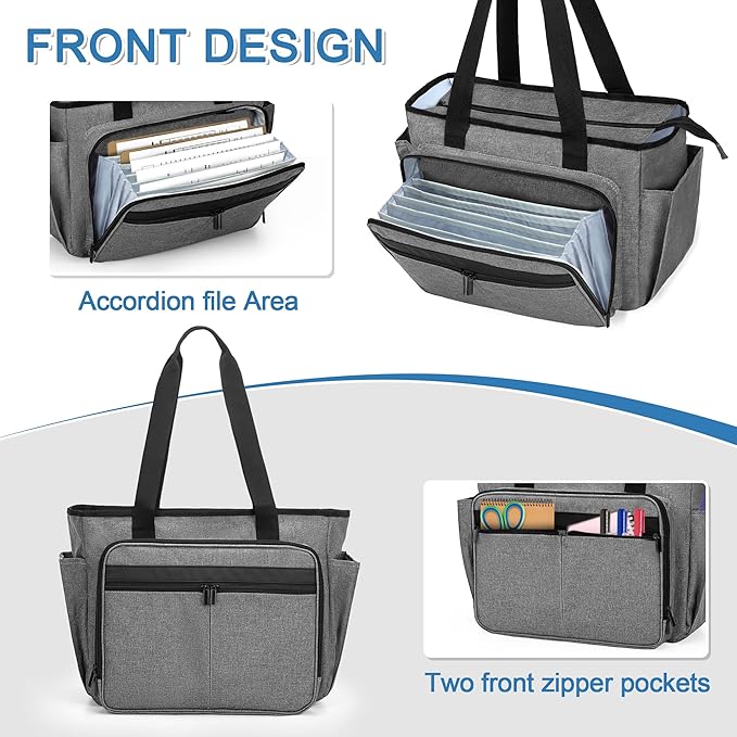 Trunab Teacher Tote Bag for Women, Nurse Utility Tote with Expanding File Folder Pocket, Office Laptop Briefcase for Work