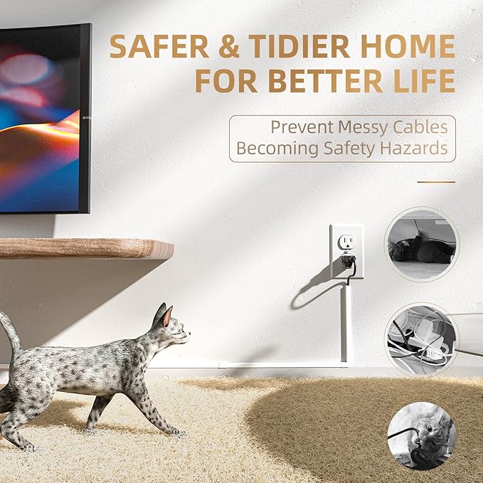 Delamu Cord Hider, 315in Cord Covers for Wires on Wall, One-Cord Cable Hider, Wire Hiders Wire Covers for TV Cords on Wall, Easy Mount Cable Cover Management Kit, 20 x L15.7 W0.59 H0.4in, White