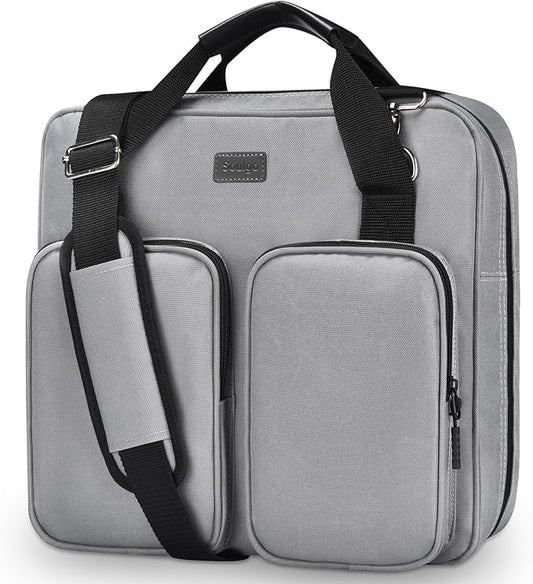 3 Inch Zipper Binder 3 Ring with Sturdy Shoulder Strap & Multi-Pockets, Binder with Zipper Holds Up to 700 Sheets for Office School, Compatible with 13” MacBook Laptop ipad(Grey)