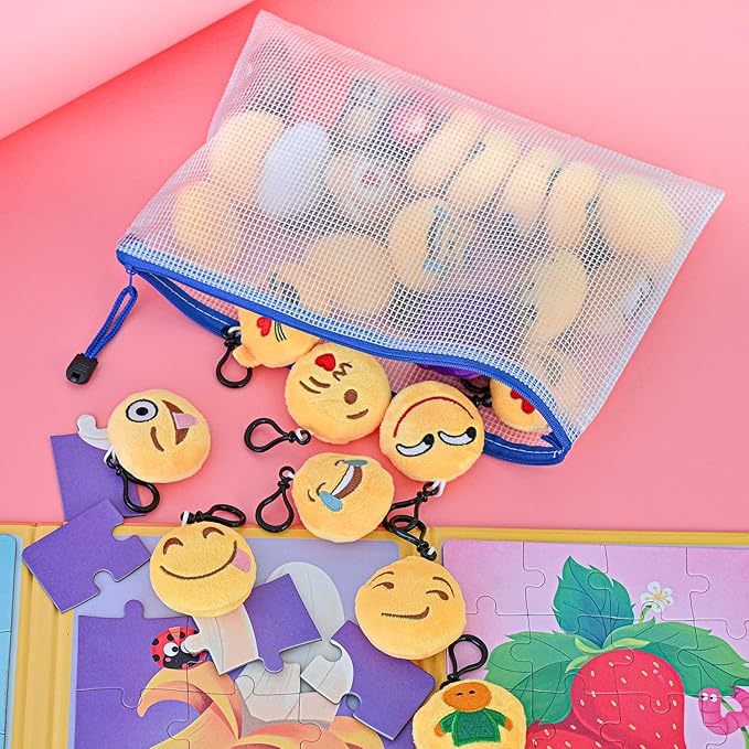 AUSTARK 20 Pcs Zipper File Bags, Plastic Mesh Pouch, Board Game Storage Bag, Waterproof Bags for Office School (B5 Size 11.4''x8.2'', White and Blue)