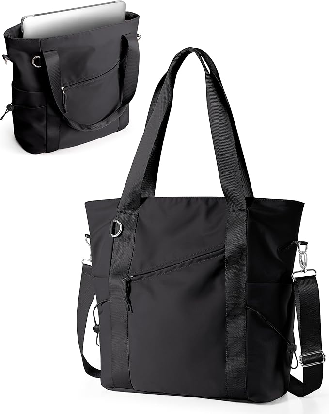 Work Tote with Crossbody Strap for Women, Tote Bag with Laptop Sleeve and Water Bottle Pocket for Work and School