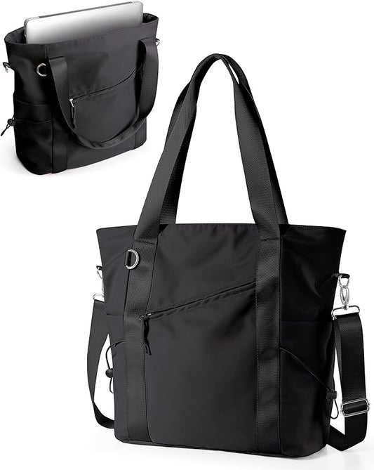 Work Tote with Crossbody Strap for Women, Tote Bag with Laptop Sleeve and Water Bottle Pocket for Work and School
