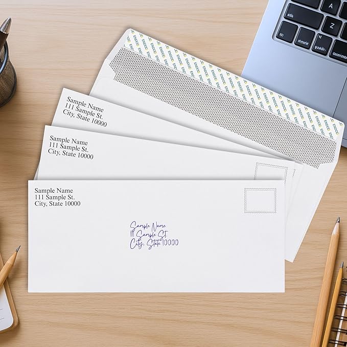 #10 Envelopes Self Seal, 500 Count, Security Tinted, 4 1/8 x 9 1/2 Inch, Business Envelopes Letter Size, 24 LB Paper - Bright White Color - Legal Size