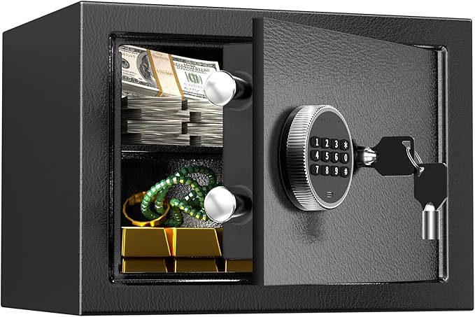 Safe,0.8 Cubic Feet Safe Box,Anti-Theft Digital Security Lock Box with Electronic Keypad and Key, Fire Proof Safes for Home Documents Firearm Medicine Money Valuables,13.8"W x 9.8"D x 9.8"H