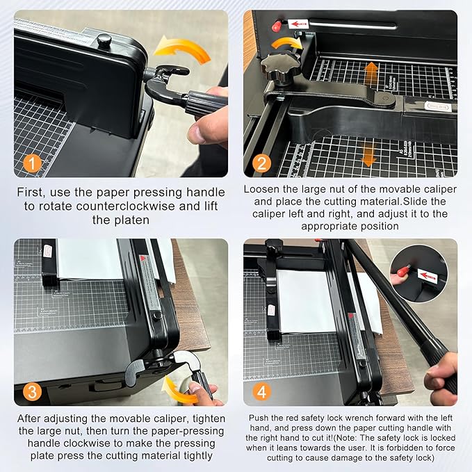 Easy to Use 12'' Metal Guillotine ，Heavy Duty Paper Cutter with Safety Blade Lock，Paper Slicer with Metal Base,Stack Paper Trimmer,Can Cut 400 Pieces of Paper，Perfect for Office，School