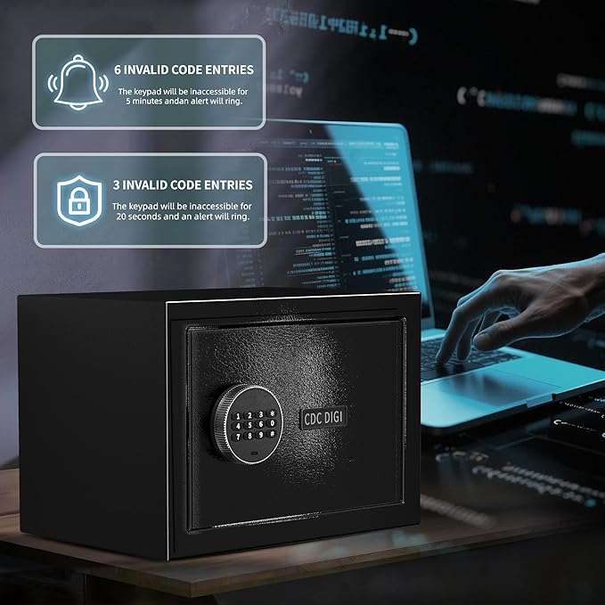 Safe,0.8 Cubic Feet Safe Box,Anti-Theft Digital Security Lock Box with Electronic Keypad and Key, Fire Proof Safes for Home Documents Firearm Medicine Money Valuables,13.8"W x 9.8"D x 9.8"H