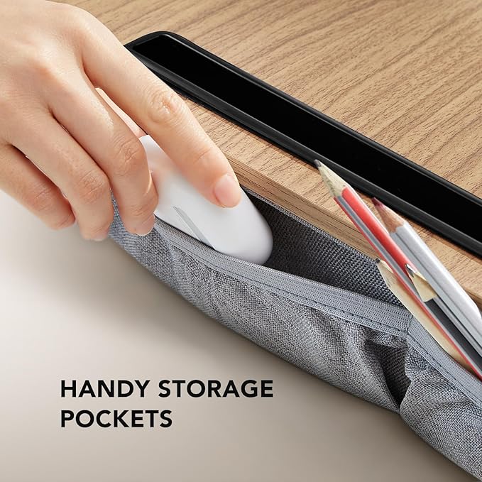 HUANUO Portable Lap Laptop Desk with Pillow Cushion, Fits up to 15.6 inch Laptop, with Anti-Slip Strip & Storage Function for Home Office Students Use as Computer Laptop Stand, Book Tablet