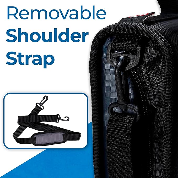 Case-it The Universal 2.0 Zipper Binder -1.5 Inch D-Ring - Removable Padded Pocket Holds Up to 13" Laptop/Tablet - Multiple Pockets - 350 Page Capacity - Comes with Shoulder Strap - Jet Black LT-207